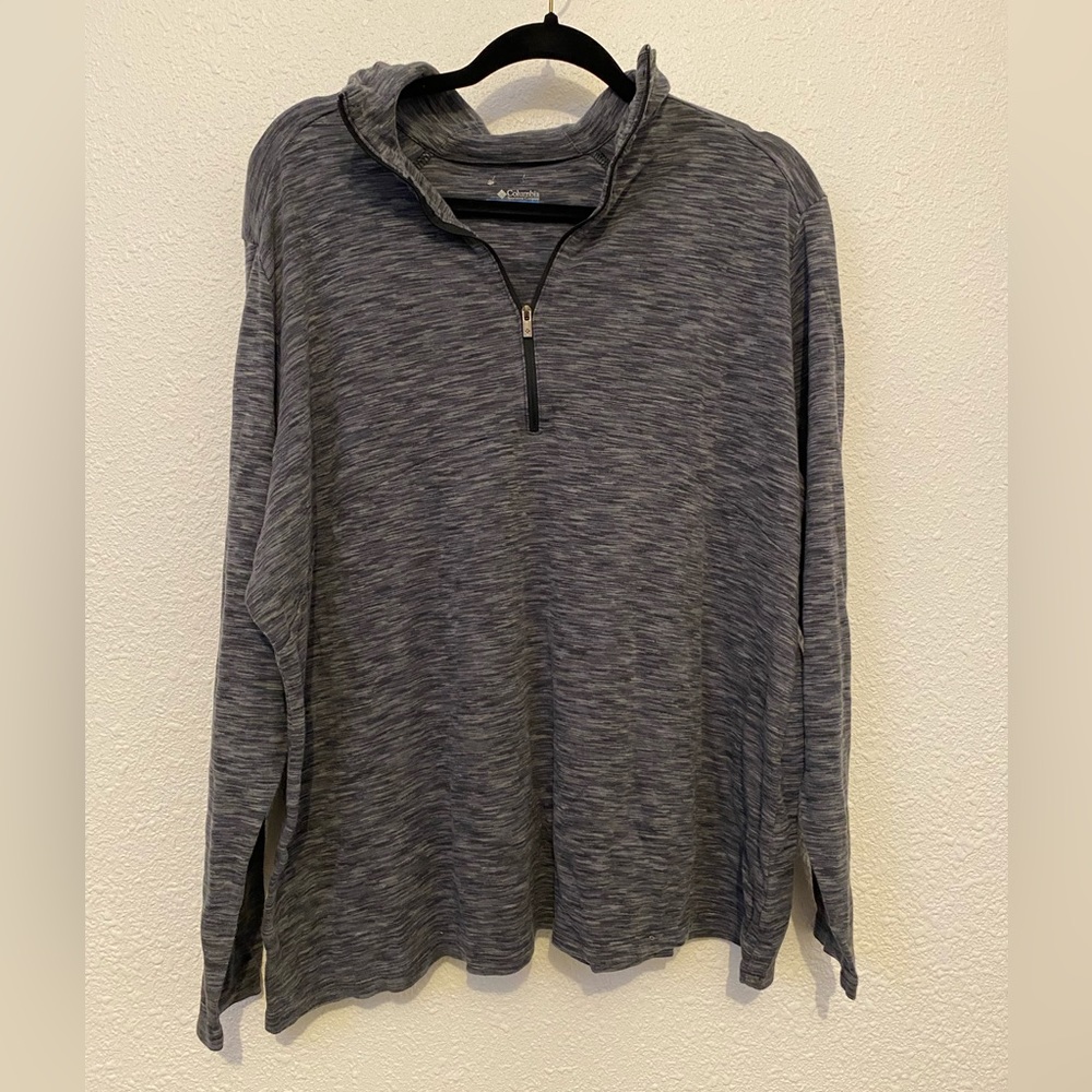Columbia Mens Pullover Half Zip Mock Neck Long Sleeve T Shirt gray 2X/2TF